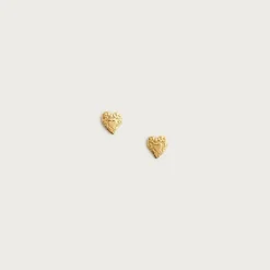 Gold vermeil engraved heart stud earrings