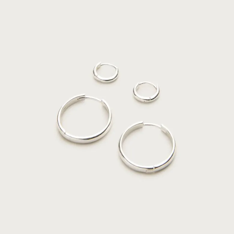 Gold vermeil hoop earrings two-pack