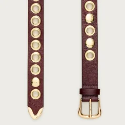 Grommet belt in Italian leather
