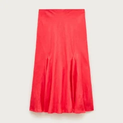 Gwyneth flounce-hem slip skirt in linen