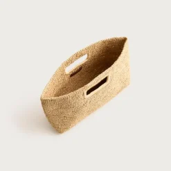 Handknotted raffia rectangular clutch