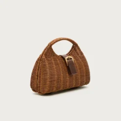 Handwoven rattan cage bag