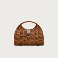 Handwoven rattan cage bag