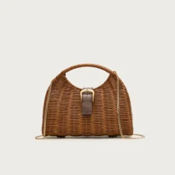 Handwoven rattan cage bag