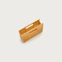 Handwoven wood clutch