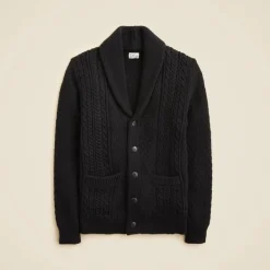 Heritage cotton cable-knit shawl-collar sweater