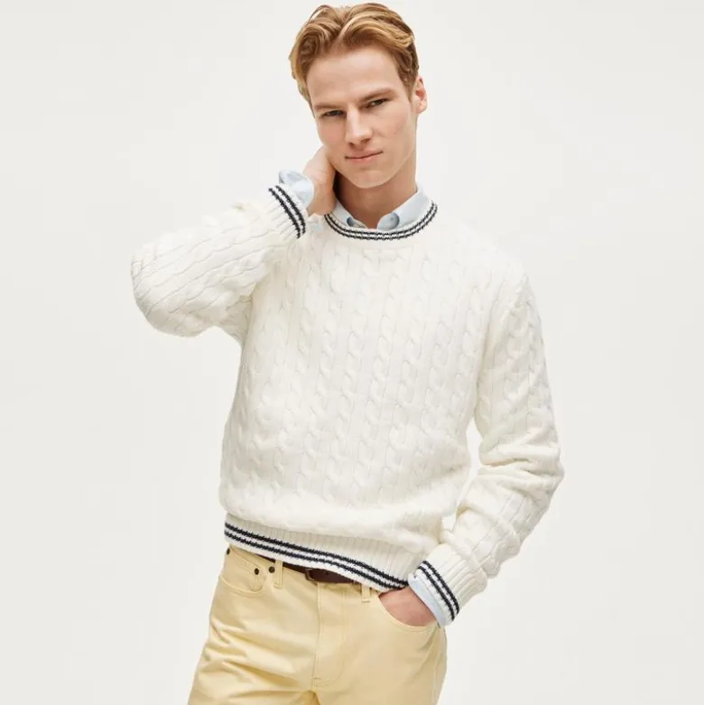 Heritage cotton tipped cable-knit sweater