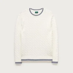 Heritage cotton tipped cable-knit sweater