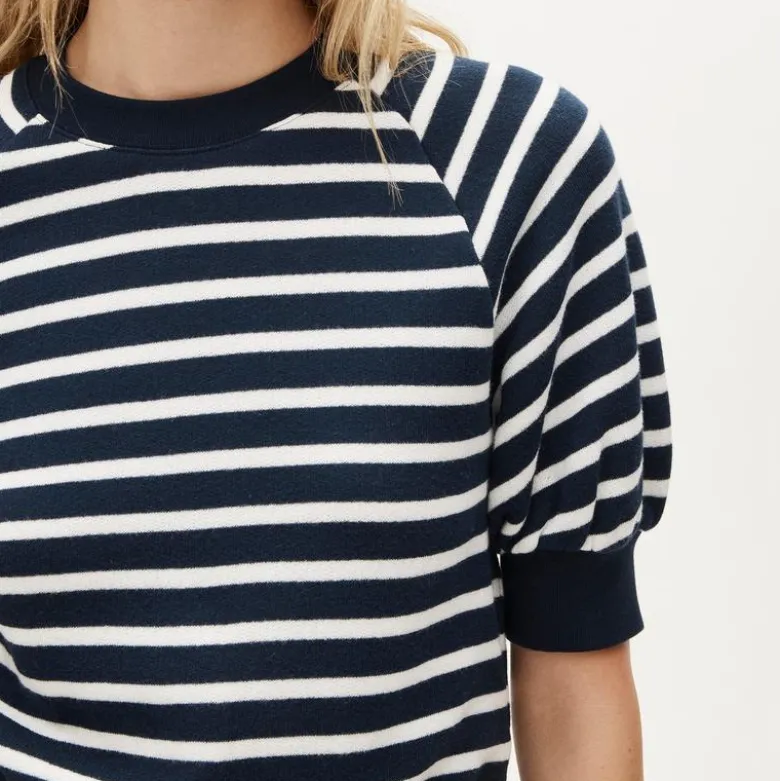 Heritage terry puff-sleeve sweatshirt in stripe