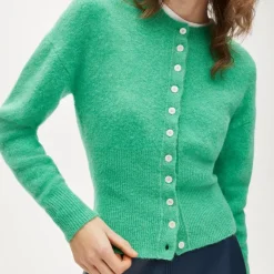 High rib cardigan in alpaca blend