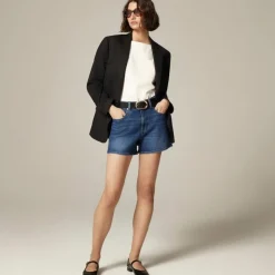 High-rise denim short