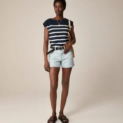 High-rise denim short