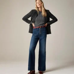 High-rise denim trouser jean with button-fly