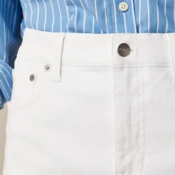 High-rise white denim short