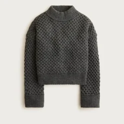 Honeycomb mockneck sweater in wool blend