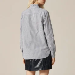 Jules ruffle-collar shirt in striped cotton poplin