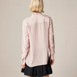 Jules ruffle-collar shirt in striped crepe de chine