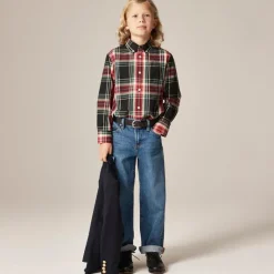 Kids' cotton poplin button-down in tartan