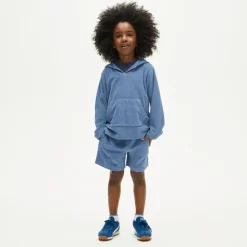 Kids' hooded pullover in towel terry