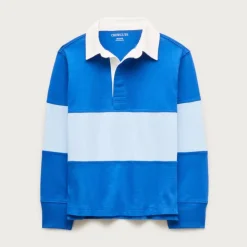 Kids' junior varsity rugby polo shirt in striped heritage jersey