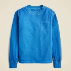 Kids' long-sleeve garment-dyed pocket T-shirt in broken-in-jersey