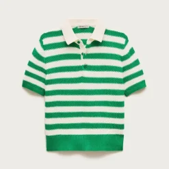 Kids' short-sleeve seed-stitch sweater-polo in stripe