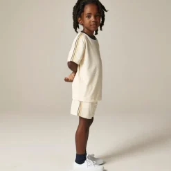 Kids' side-stripe T-shirt in towel terry