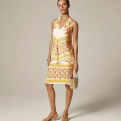 Knee-length skirt in sunset rose block print