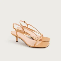 Krista slingback kitten-heel sandals in leather