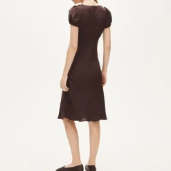 Lace dress in viscose twill