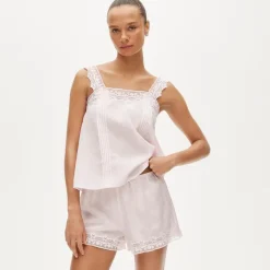 Lace-trim camisole pajama set
