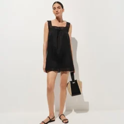 Lace-trim mini beach dress