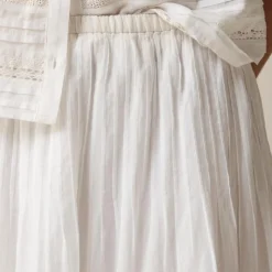 Lace-trim pintuck skirt