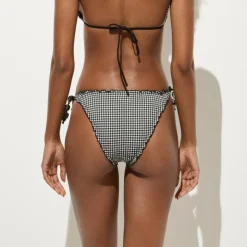 Lettuce-trim bikini bottom in gingham