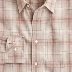 Linen-cotton blend shirt in shadow plaid