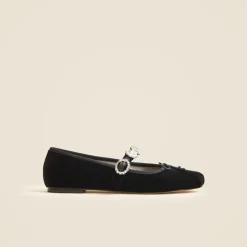 Logan embellished Mary Jane ballet flats in velvet