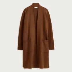 Long sweater blazer with side slits