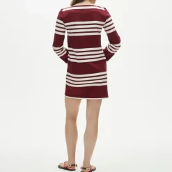 Long-sleeve mini dress in striped mariner cloth