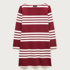 Long-sleeve mini dress in striped mariner cloth