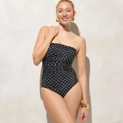 Long-torso Gemma ruched bandeau one-piece