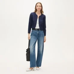 Louisa lady jacket with scalloped trim in Gramercy linen blend