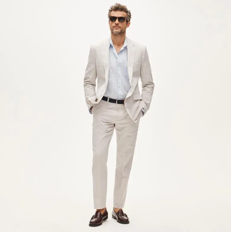 Ludlow Slim-fit suit jacket in cotton seersucker