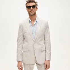 Ludlow Slim-fit suit jacket in cotton seersucker