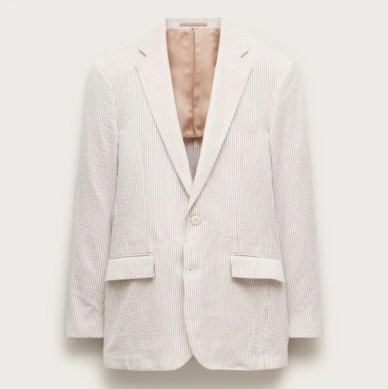 Ludlow Slim-fit suit jacket in cotton seersucker