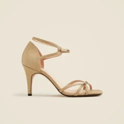 Made-in-Italy cage-toe heels in lizard-embossed leather