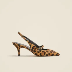 Made-in-Italy Colette buckle slingback pumps in leopard-print calf hair