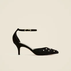 Made-in-Italy Colette suede slingback heels with beads