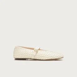 Mary Jane ballet flats in woven leather