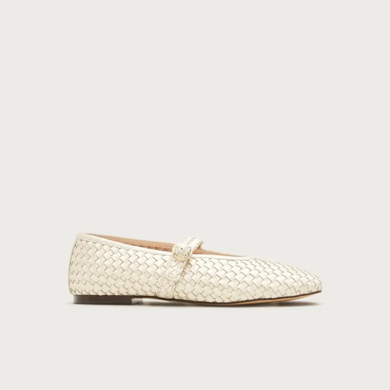 Mary Jane ballet flats in woven leather