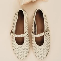 Mary Jane ballet flats in woven leather